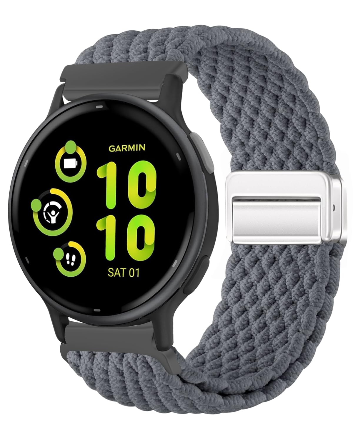 Braided Nylon Band Compatible with Garmin Vivoactive 6/ Vivoactive 5/3 Watch Band, 20mm Stretchy Strap Replacement for Garmin Venu/Venu Sq/Vivoactive