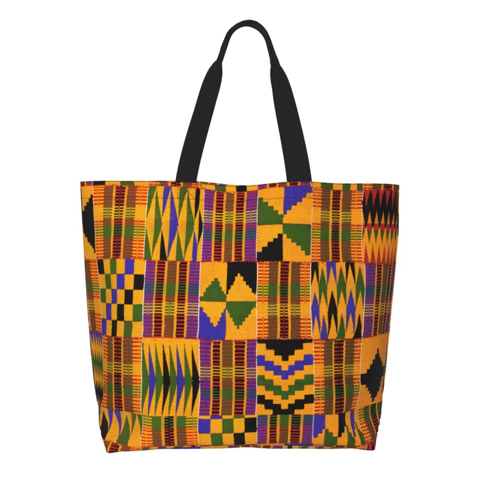 YSBYEIU Retro African Tote Bags for Women Men Reusable Shopping Travel Grocery Bag African Ethnic Large Shoulder Bag