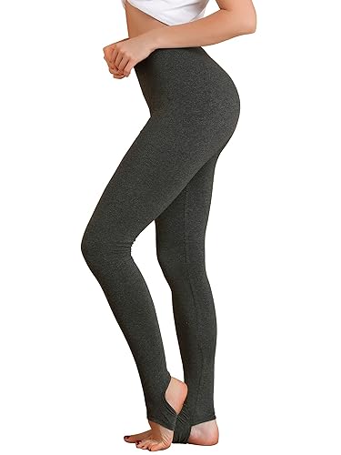 Allegra K Women's Leggings Printed High Waist Elastic Waistband Yoga Stirrup Pants - 3XL - Dark Grey