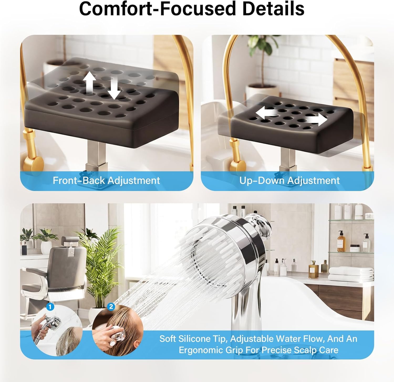 Lavabo para Champú para Terapia de SPA con CirculacióN de Agua,Lavacabezas Portatil con 4 Ruedas Silenciosas,Adecuado para Capilares y Salones de Peluquería (White)