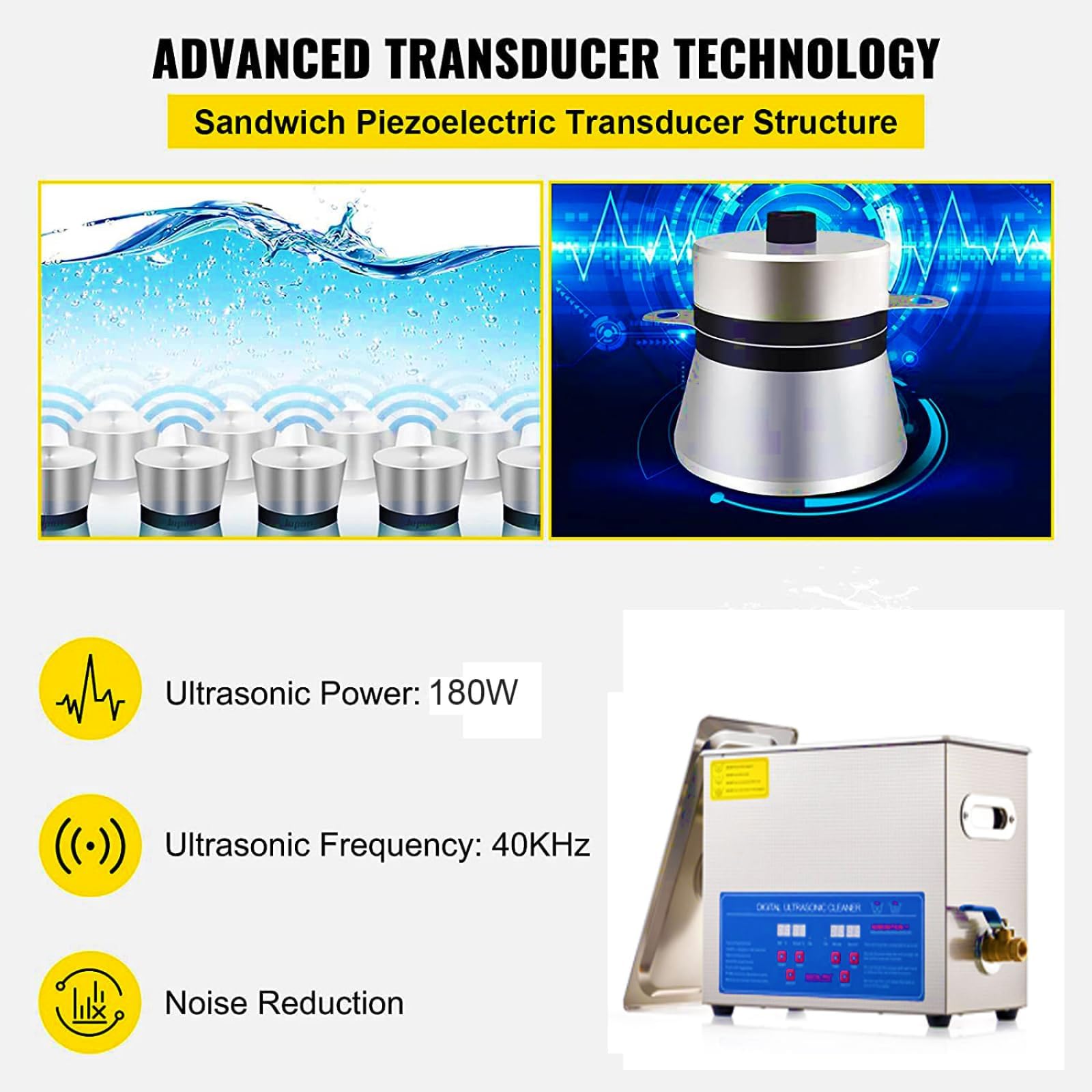 Pulitore a Ultrasuoni per Vinili 6L, 40kHz Macchina Professionale per 4 LP, Timer Digitale e Riscaldamento, Lavatrice Industriale per Gioielli, Orologi e Strumenti