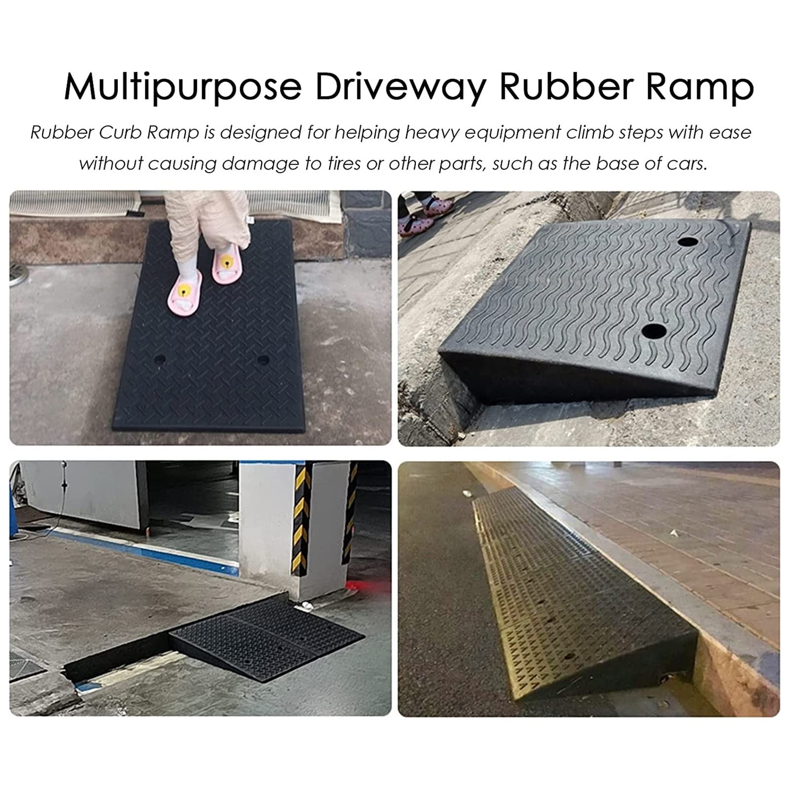 Rampy krawężników podjazdowych, 15cm Rise Rampa progowa z gumy, wytrzymała rampa załadunkowa, do schodów, podjazdów i krawężników