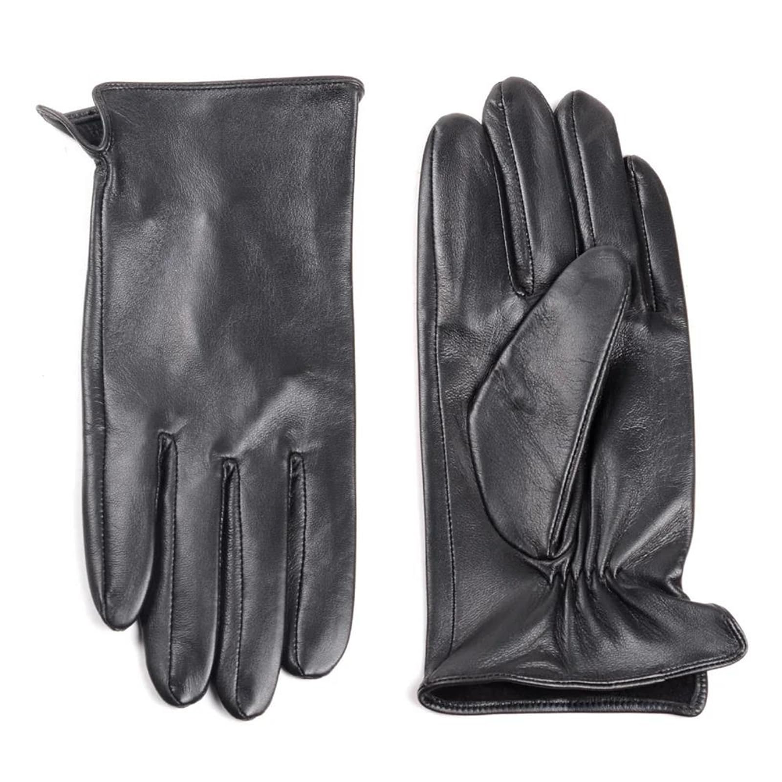 Guantes de piel de oveja auténtica morada para hombre, sin forro, abertura lateral, para pantalla táctil, mensajes de texto, conducción, moda