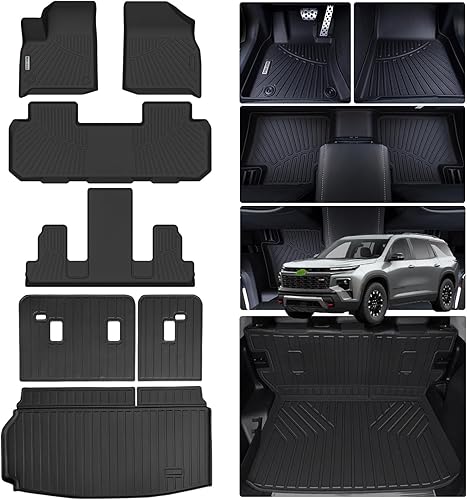 WAYIDSS Alfombrillas de 3 filas y forro de carga para Chevy Chevrolet Traverse 2018-2023, 7 asientos con asientos de cubo de segunda fila,