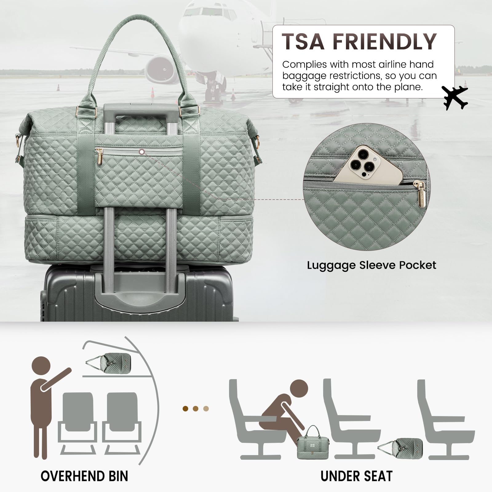 LOVEVOOK Reisetasche Sporttasche Damen Groß Weekender Travel Duffle Bag mit Kulturbeutel Handgepäck Tasche mit Schuhfach Kliniktasche Geburt Mama Set Wasserdicht für Flugzeug Reise Gym Camping