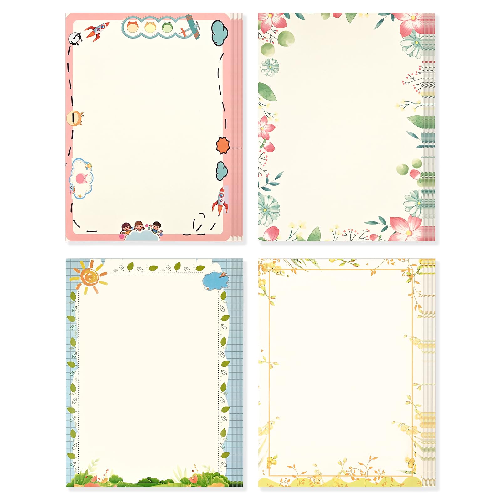 BAYTORY 40Pcs Stationery Letter Writing Paper, A4 Floral Writing Paper Sheets 8.27 x 11.69 In, Decorative Stationery Paper for Letters, Invitations (