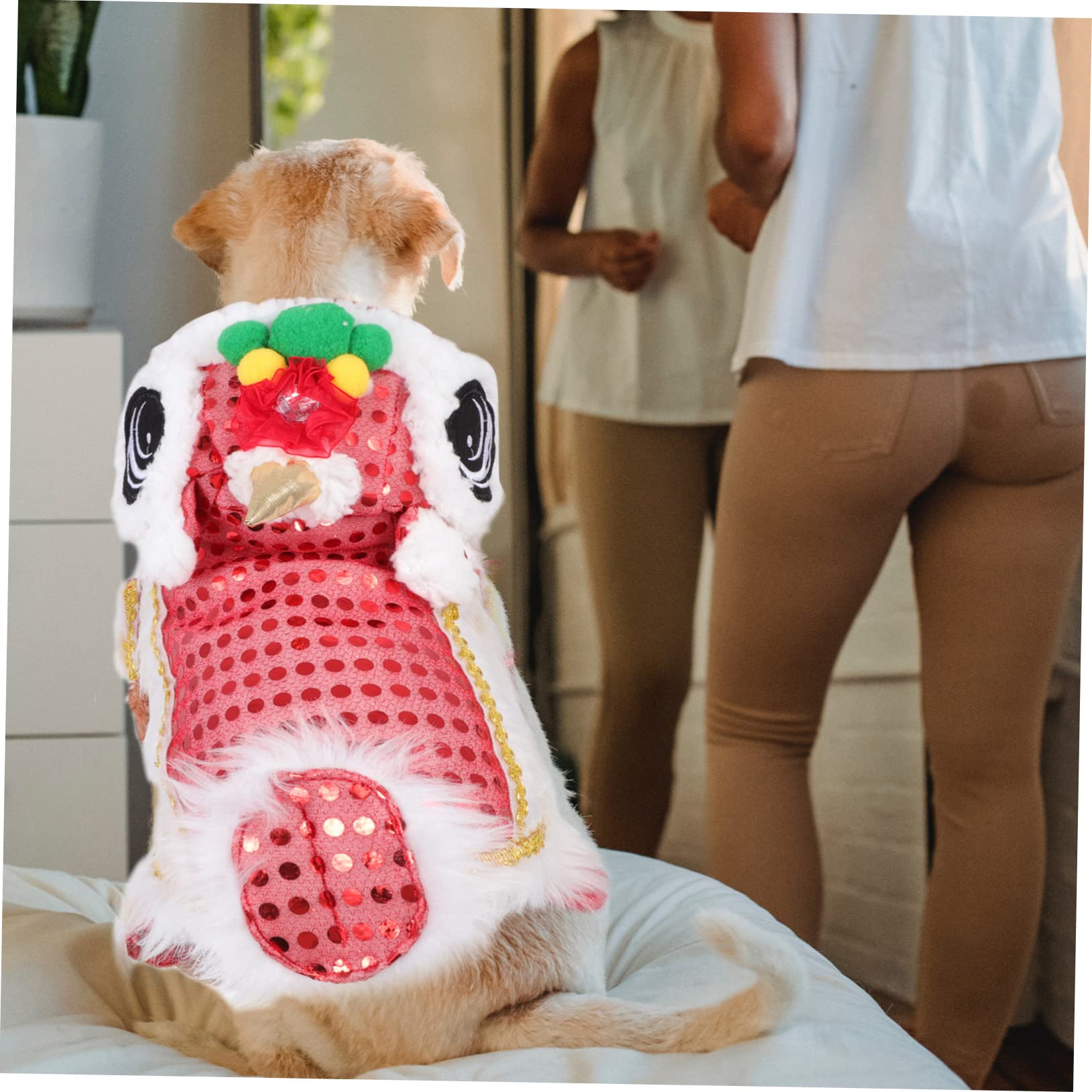 3 Piezas De Ropa para Mascotas Conjunto De Lentejuelas Chaqueta Cálida Chaqueta De Lentejuelas Traje De Perro De Navidad Traje De León De para Mascotas Traje De Gato Traje