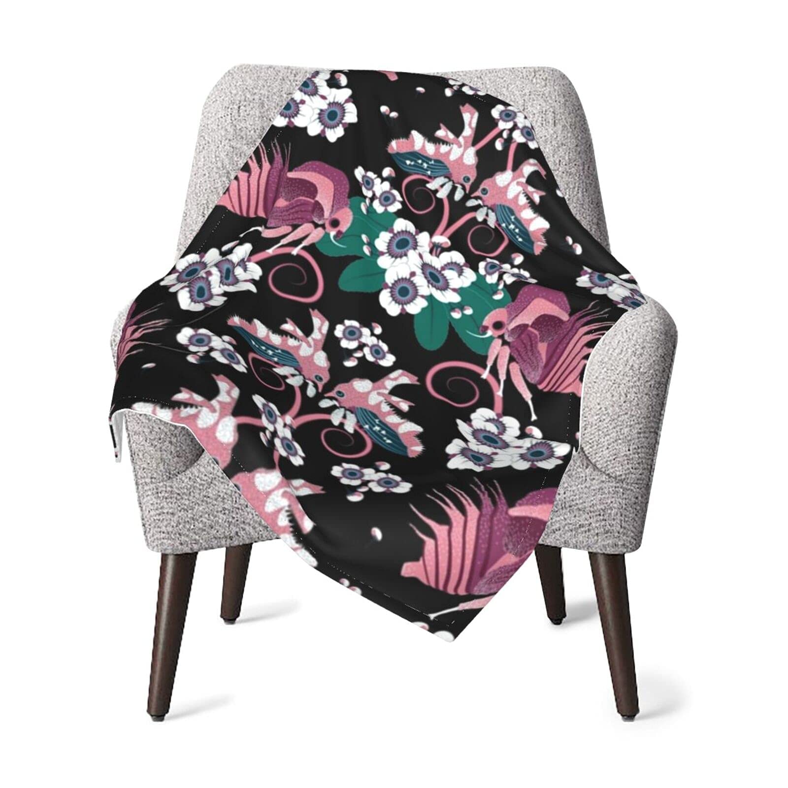 Custom Polyester Blankets Cute Treehopper in White Flowers Baby Blankets Fits Children's Bed Couch Bedroom Bedding Living Room - 40x30 Inches