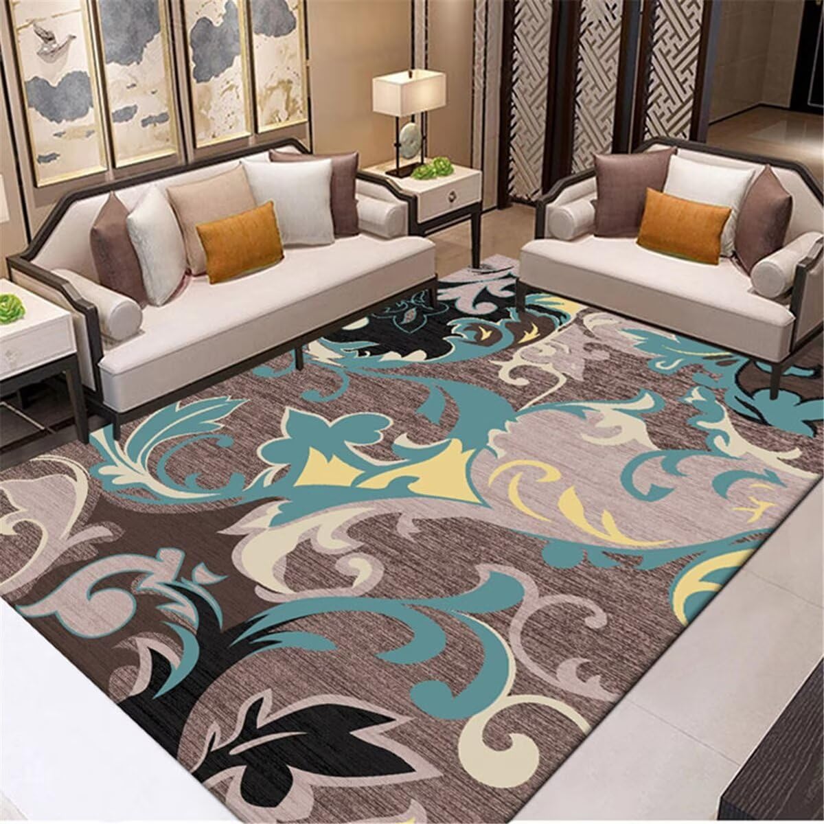 Tapis de chambre ado fille complet grand format bleu gris