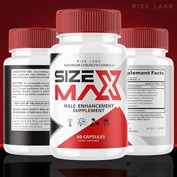 rize labs Size Max Pills for Men, Size Max Natural and Effective Capsules, Size Max Supports The Body to Perform Longer and Better, Size Max Supplement Reviews (120 Capsules) (Pack of 2)