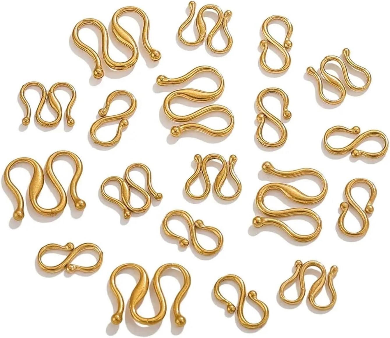 Fold Over Cord Ends 100pcs S M Shape DIY Necklace Clasps Hooks End Clasps Bracelet for Jewelry Making(Gold Big M)