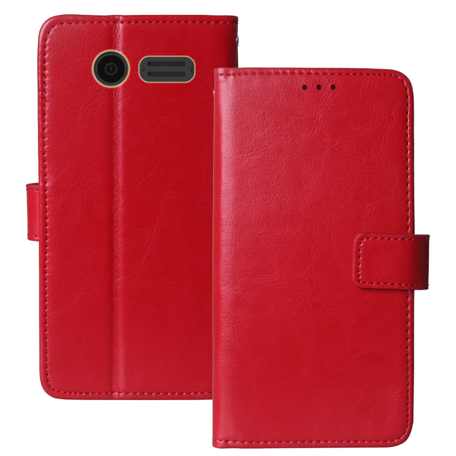 Anybird Premium Retro Flip Leather Protector Case For IMO DASH 4G Mini 1.8" Magnetic Card Slot Protective Bumper Folio Pouch (Red)