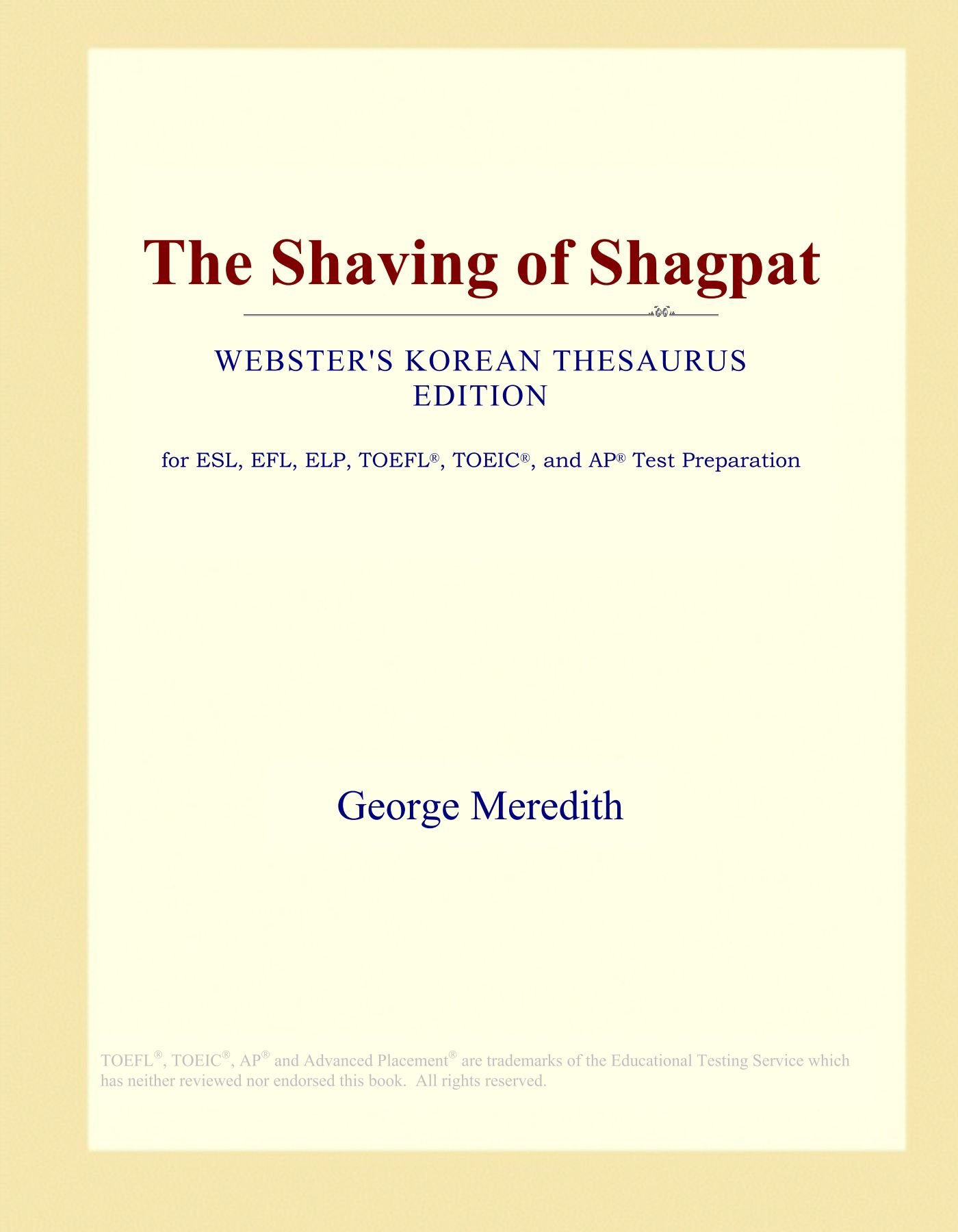 The Shaving of Shagpat (Webster's Korean Thesaurus Edition)