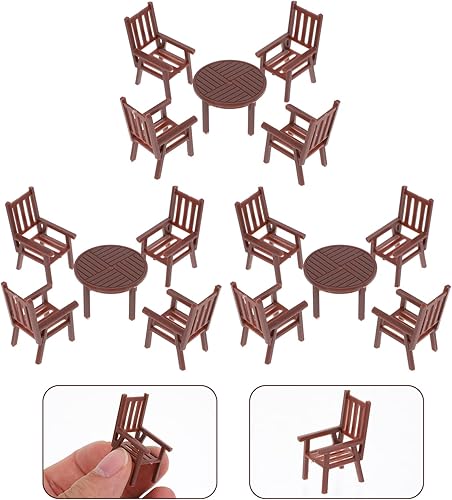 Miniatura 8 de Toyvian Juego de 4 juegos de muebles en miniatura para casa de muñecas, mesa y silla de casa, juego 1 50 muebles de plástico para bricolaje jardín