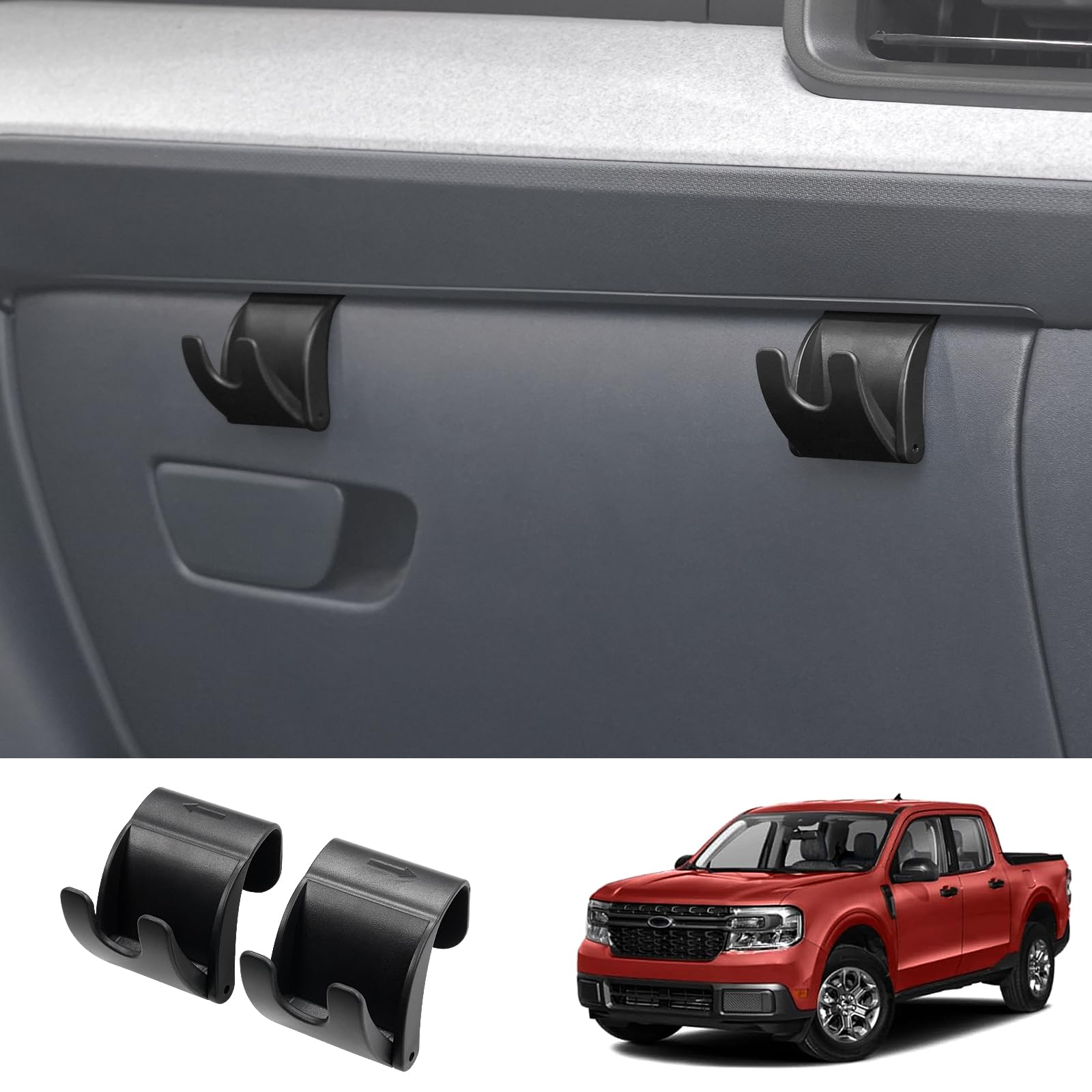 Mabett Glove Box Organizer Hooks for Ford Maverick 2022-2025 Accessories, Snap-in Organizer Storage Hook Clips for Hanging Luggage Bag Umbrella