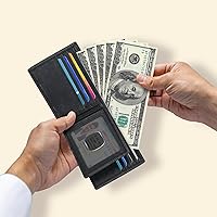 Vista 56 de Carteras RFID delgadas para hombres - Cartera de bolsillo frontal de piel genuina Marrón vintage