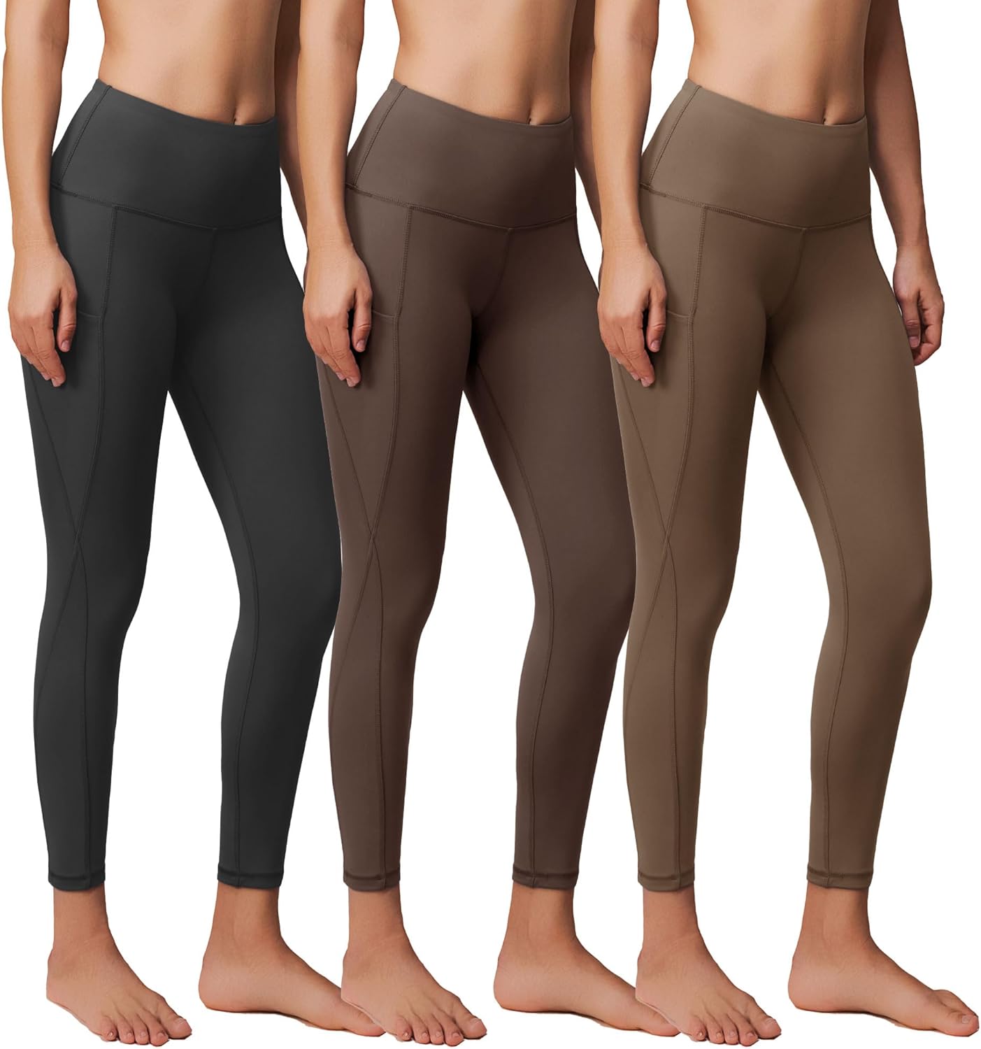 3 Pack Yoga Pants with Pockets for Women, Tummy Control Black Compression Gym Workout Leggings