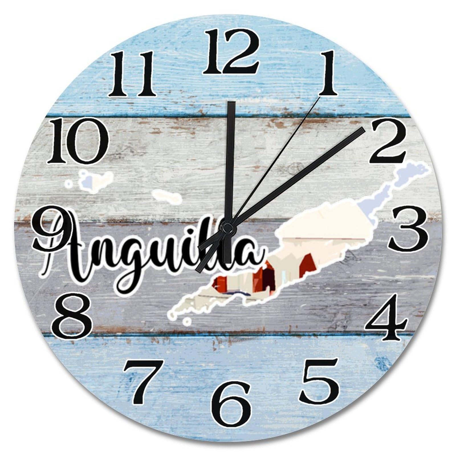 Horloge murale Anguilla en bois à offrir en cadeau de voyage unique