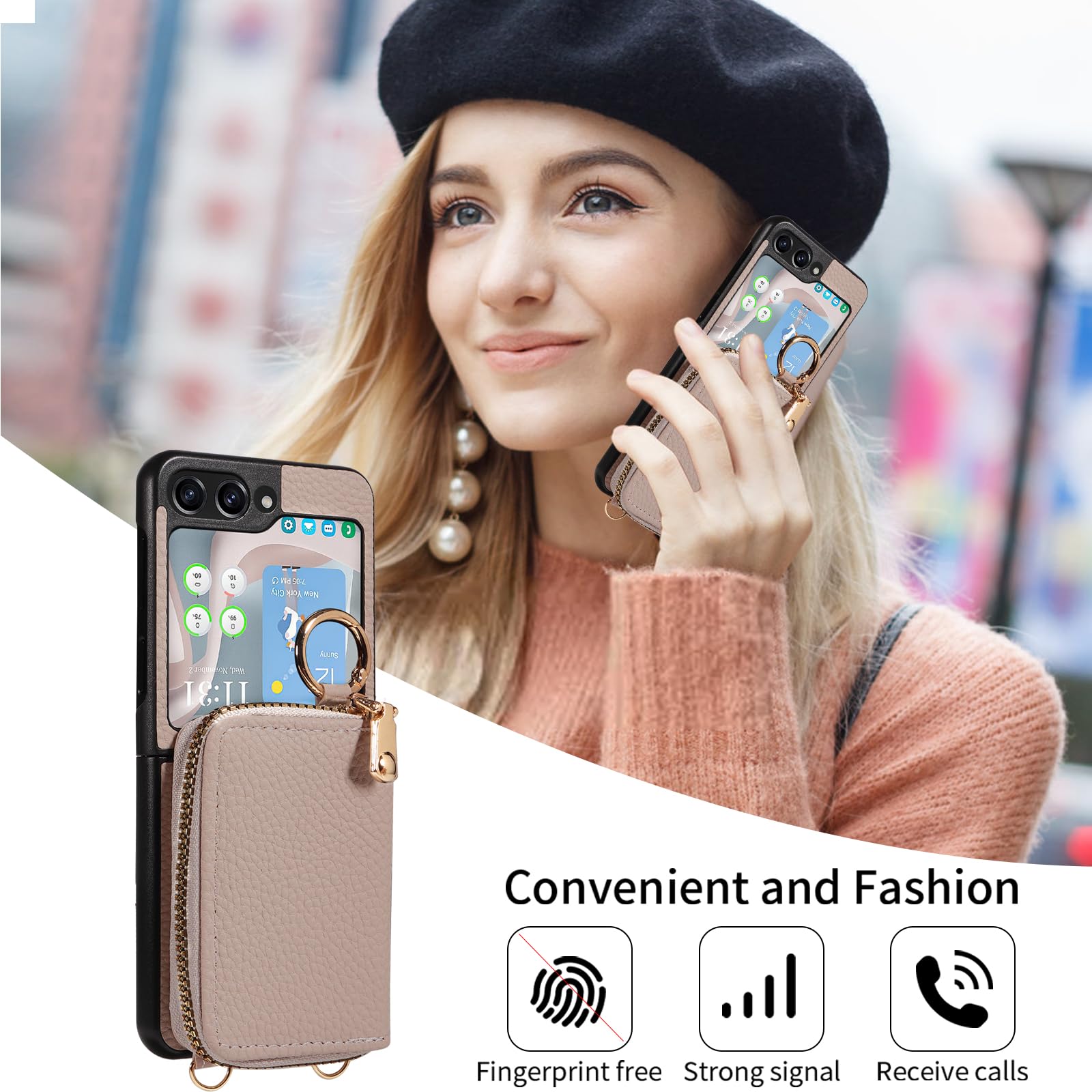 Custodia a portafoglio per Samsung Galaxy Z Flip 6/Z Flip 7 FE 5G