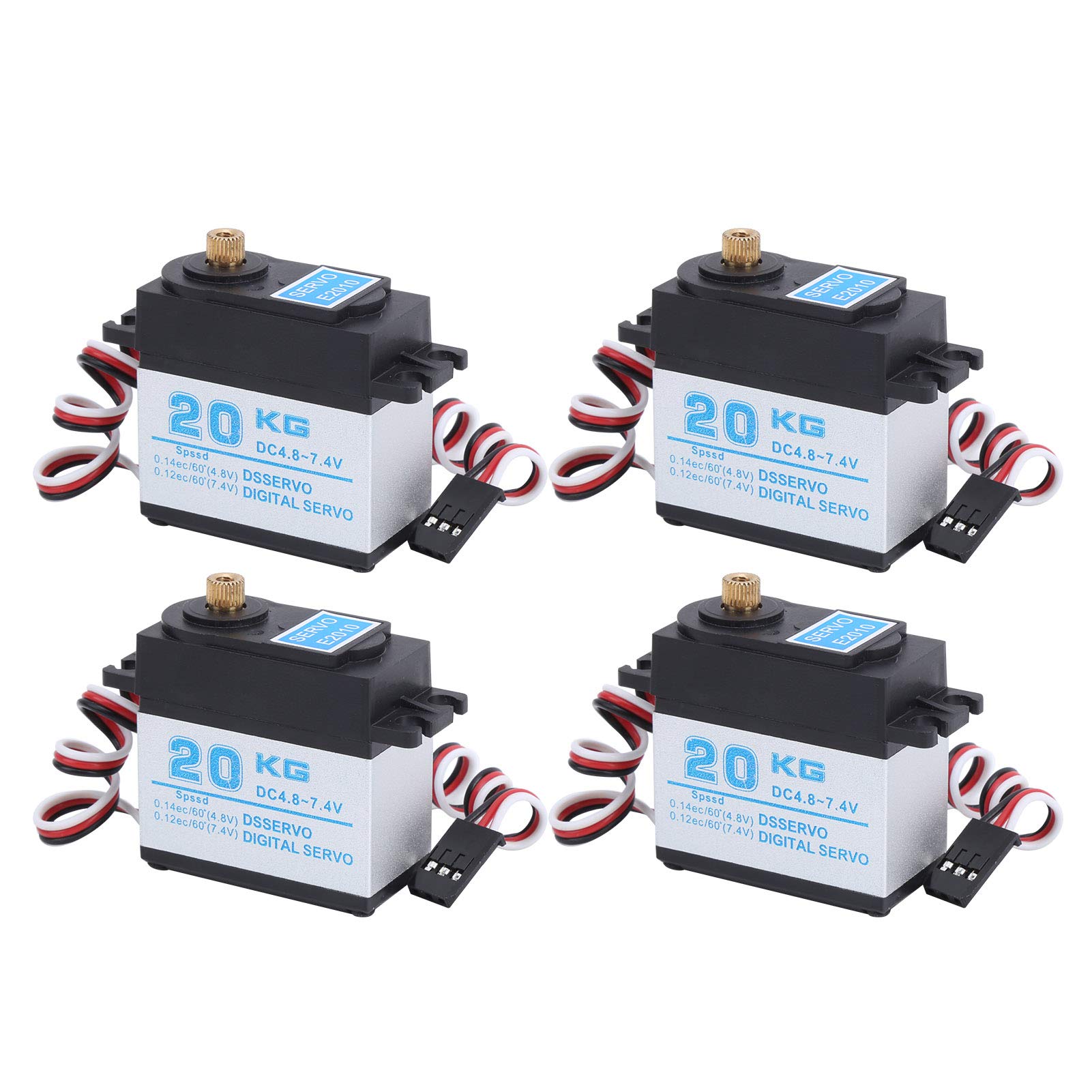 4Pcs/Set Servo Digital RC, 20KG Metal Gear Digital Servo, High Torque Waterproof Servo for 1/8 1/10 Scale Remote Control Car, Lightweight Design with Stable Performance for Crawler