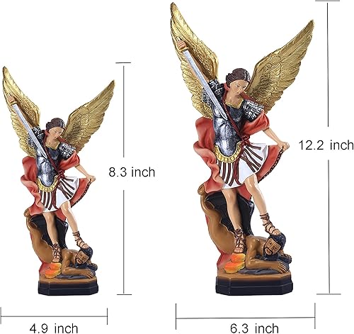 Miniatura 8 de Estatua del Arcángel de San Miguel de 124 pulgadas el Arcángel San Miguel derrotó al dragón la escultura del ángel de batalla