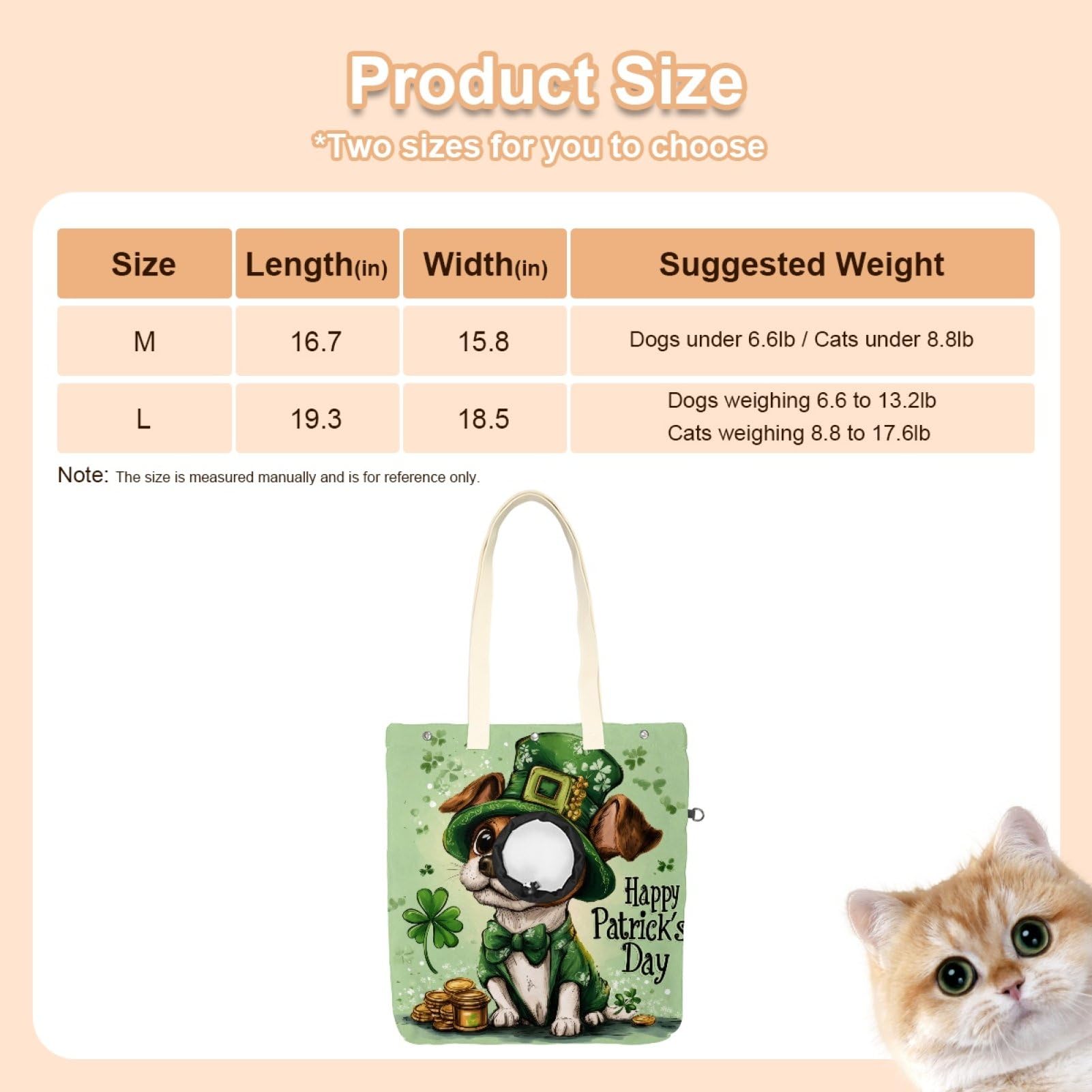 Pet Canvas Shoulder Bag Soft-Sided,Dog Purse Carrier for Small Dogs and Cats, Portable Pet Handbag with Adjustable Hole, Pet Washable Travel Tote Bag,Green St. Parikh's Dog 16.7''x15.8''