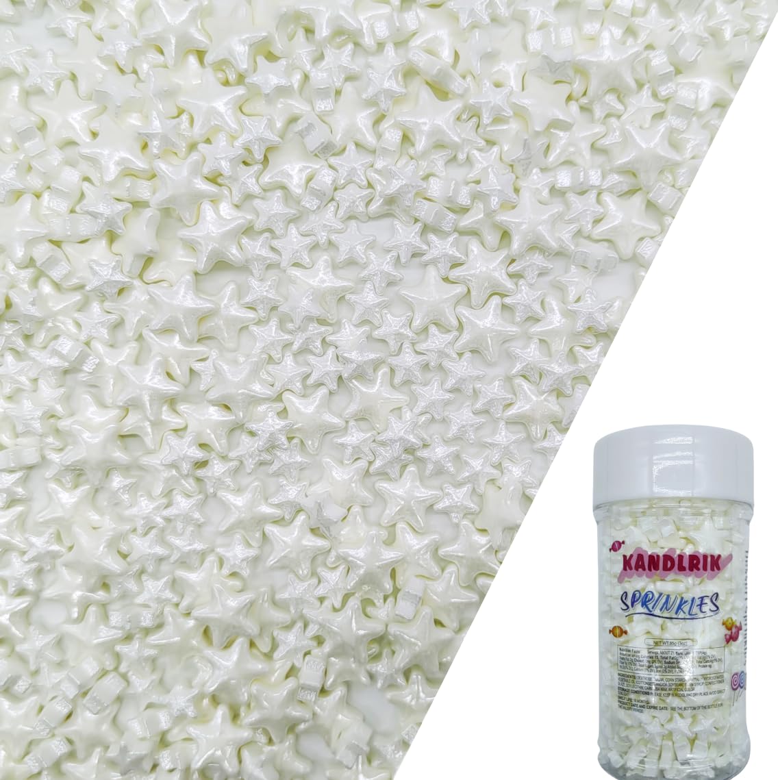 Mixed Size White Stars Sprinkles Edible Stars Cake Decorating Stars Cake Decorations Cupcake Toppers Cookie Decorating Perfect for Cakes,Cupcakes,Desserts Toppings 3OZ