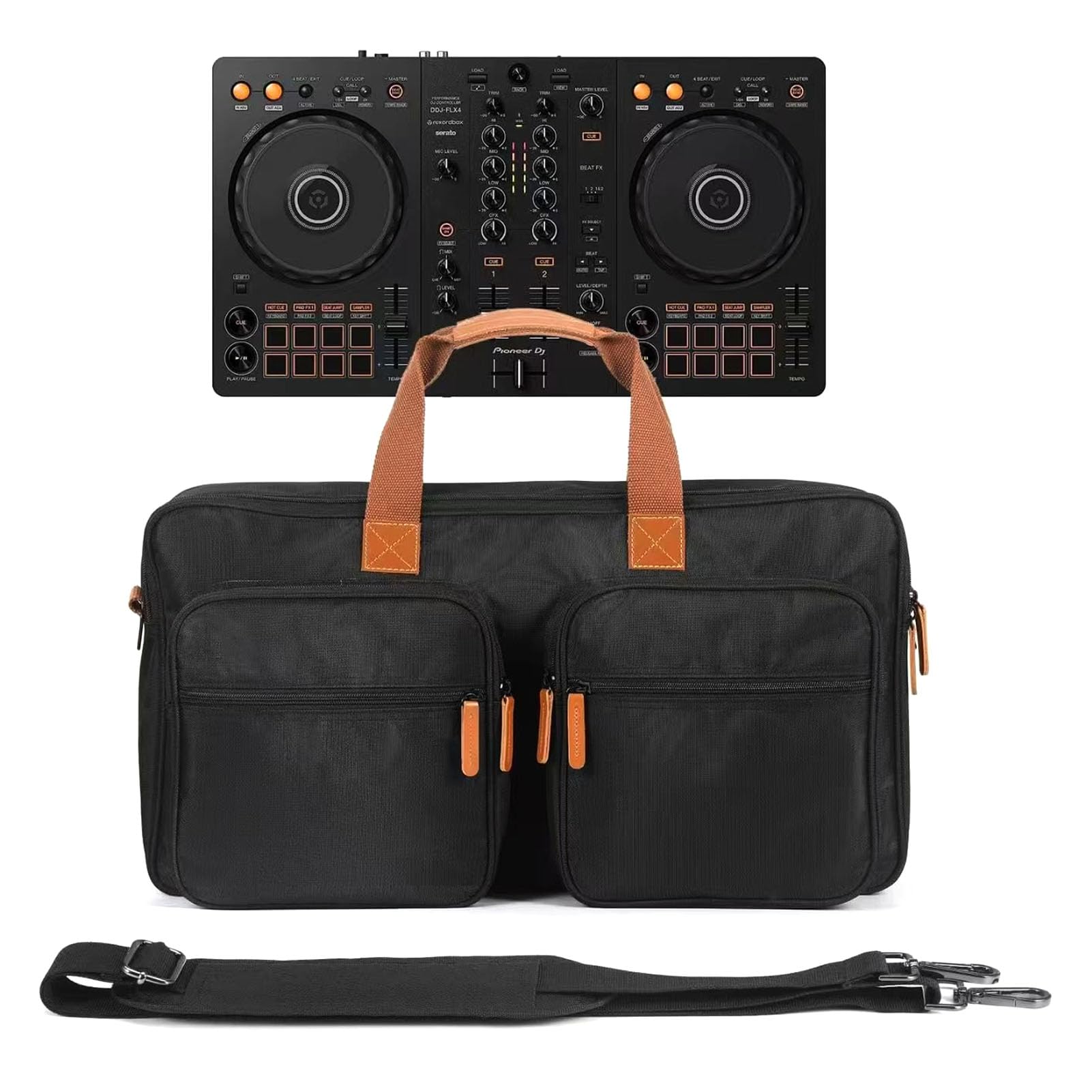 Fockety DJ Controller Case, DJ Controller Tasche für DDJ FLX4 SB3 SB2 400 RB, 56 x 18 x 29 cm, Tragetasche mit Schultergurt, DJ Tasche für Mixer, DJ Kabel