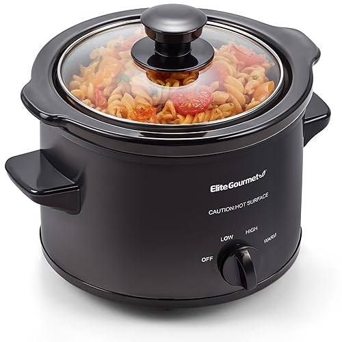 Elite Gourmet MST-250XBX Electric Slow Cooker Ceramic Pot, with Adjustable