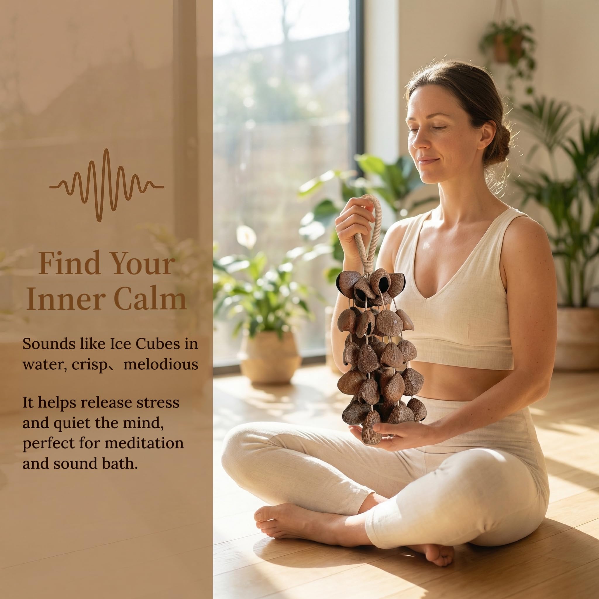 Hochets en coquillage naturels faits à la main pour bain sonore, ASMR, méditation, yoga, shaker de graines soulage l'anxiété et calme l'esprit, outil de guérison sonore facile à utiliser (pangi)