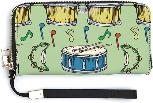Miniatura 1 de Colorful Drums Bongos Tambourines Women's Wristlet Clutch Purse Handheld Wallet Travel Handbag with Credit Card Holder for Men