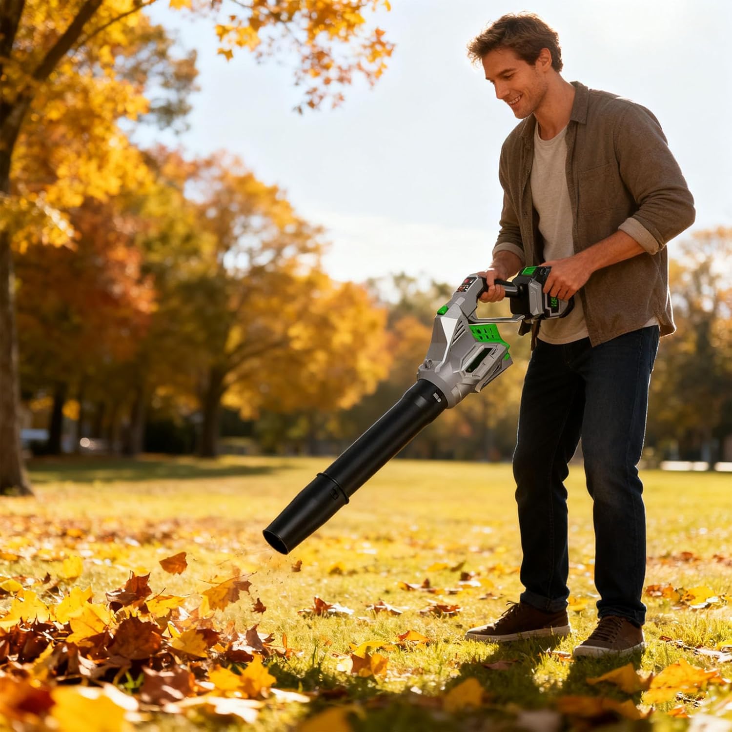 Air Blower, Highly Power 220V Cordless Leaves Blower for Home Garden Snow Leaves Industrial with 2Batteries Power Adapter