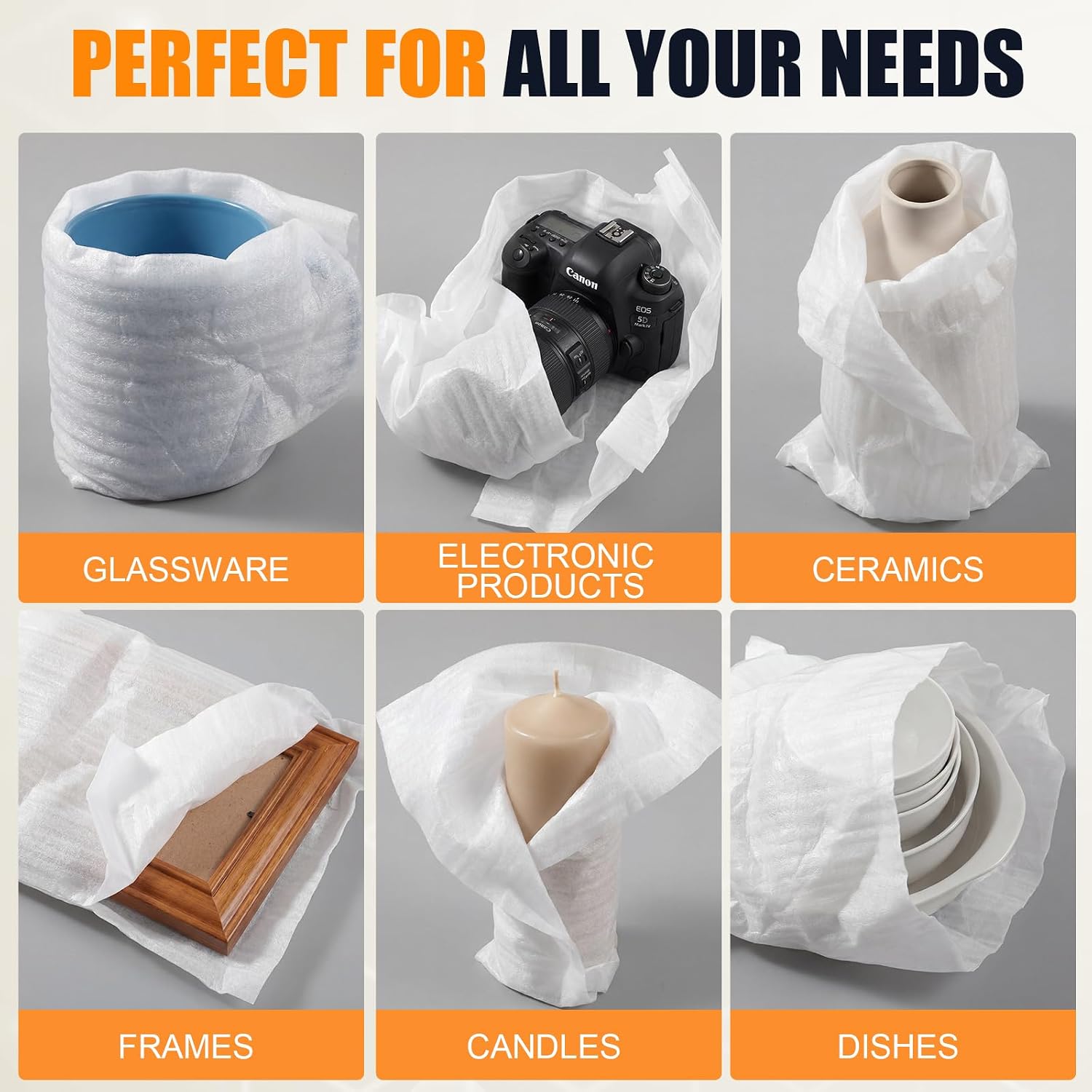 Feifeiya Extra Large 50 Pack Foam Pouches for Moving, Packing, Shipping and Storage, Including Fragile Label(18 x 28 Inches)