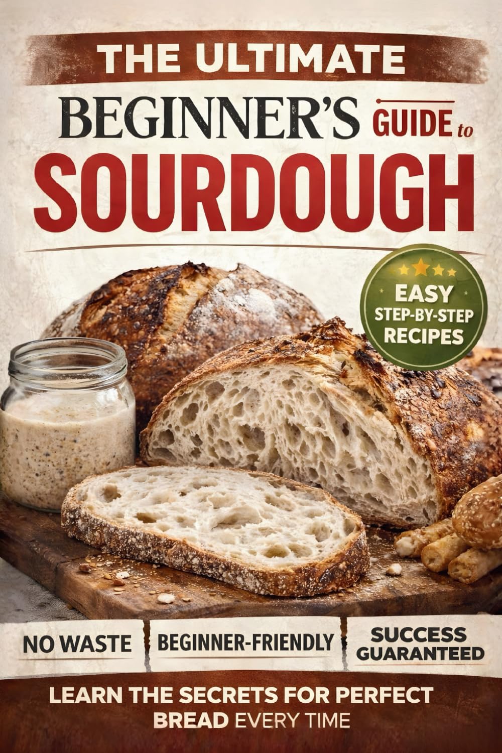 Sourdough Cookbook for Beginners: A Step-by-Step Guide to Artisan Bread, Sandwich Loaves, Whole-Grain Baking, Pizza Dough, Bagels, and Sourdough Discard Recipes