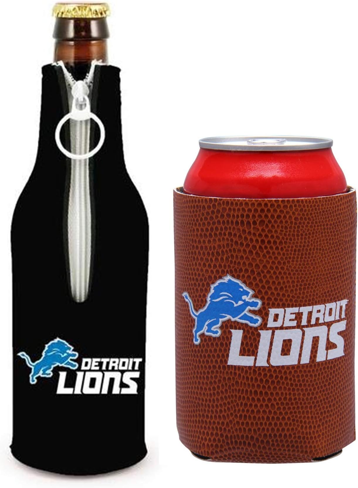 Set of 2 Detroit Lions CAN & Bottle Cooler