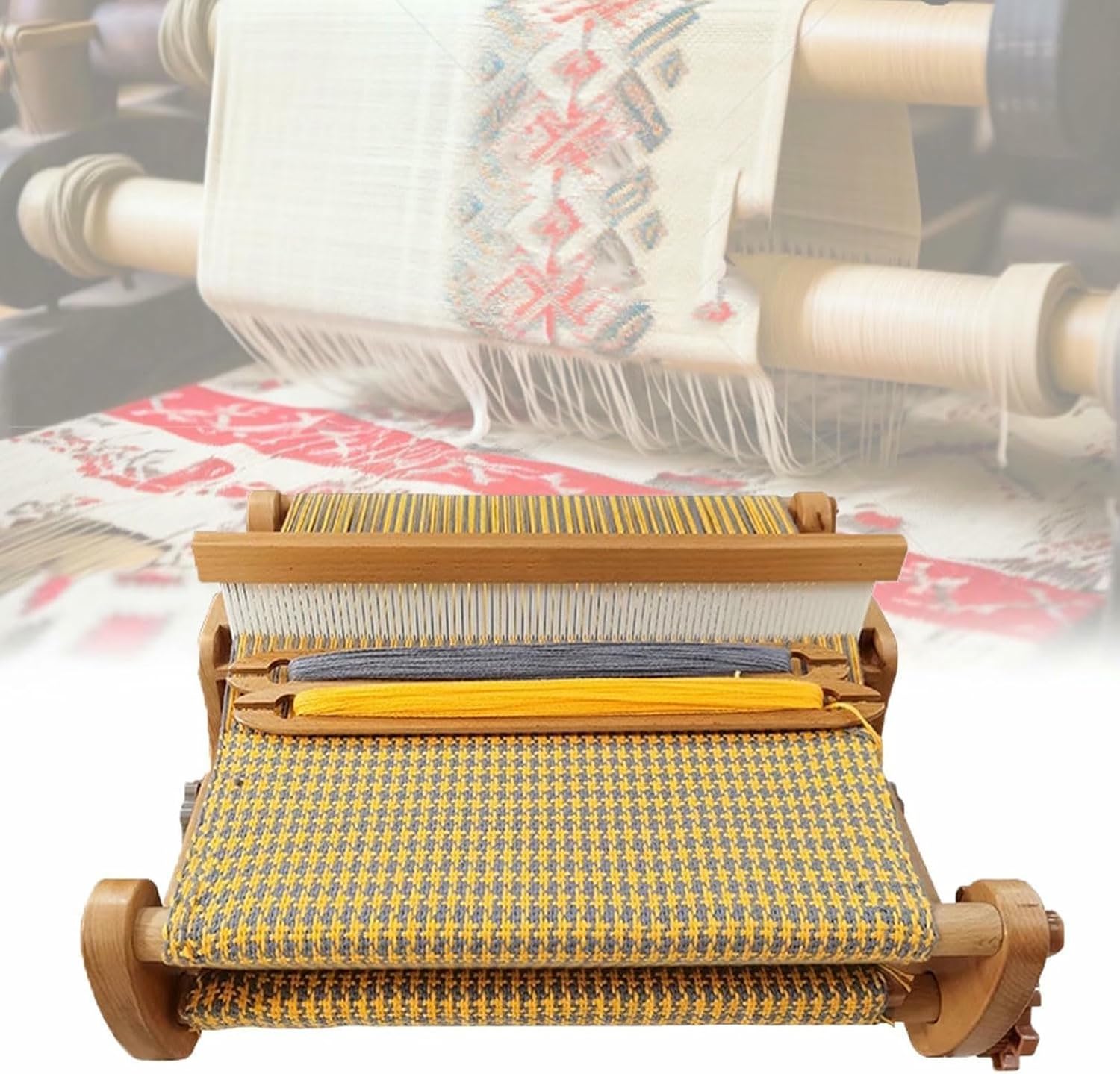 手編み織り機、木製マルチクラフト織りメーカー、リジッドヘドル付きDIY手編み織り機、最大織り幅40cm、初心者とアーティスト向け