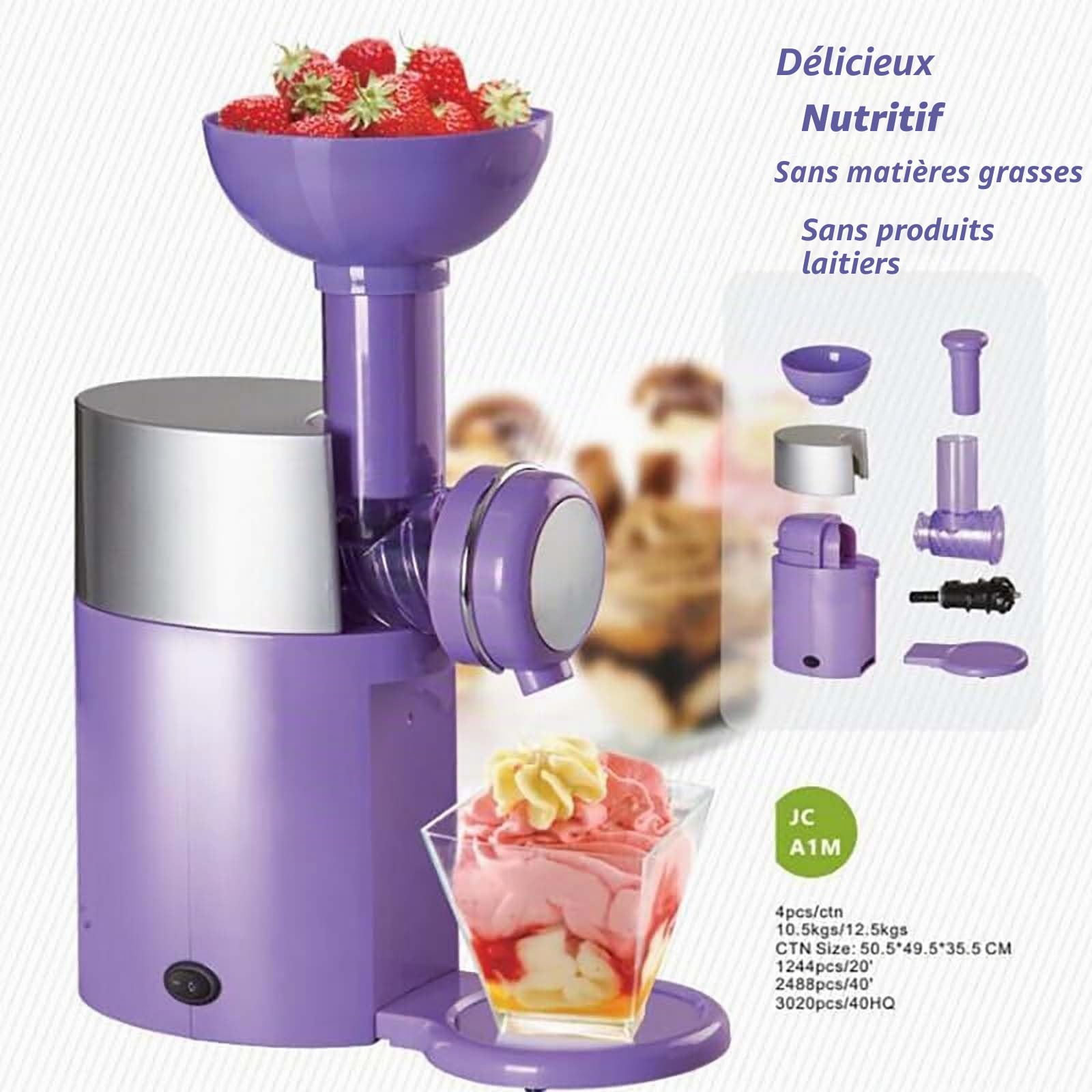 Machines à Glace, mixeur pour Desserts, yaourts glacés, Fruits et légumes, Fabrication Maison, Glaces sans Produits laitiers, sans BPA, pour Glaces et sorbets Maison