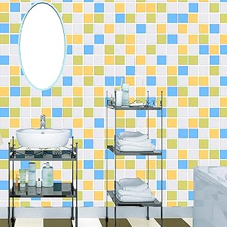 wolpin DIY Self Adhesive Tiles Pattern Wallpaper (45 x 600 CM, Olive Green) | Self Adhesive PVC Wall Sticker | Stove Backsplash, Countertop | Decorative Contact Paper Roll for Home Interior Décor