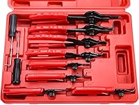 Vista 7 de KUNTEC Juego de 11 alicates de anillo resistente, alicates de clip interno y externo con puntas rectas y dobladas, juego de gancho y púas