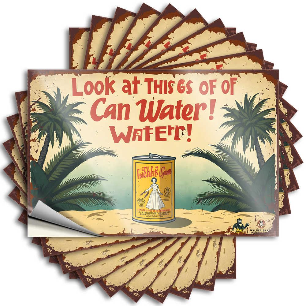 Fire Decal, Haves Bumper Vintage Tropical Can of Water Advertisement with Palm Trees | Funny Quote Motorcross Decals(6X9CM)