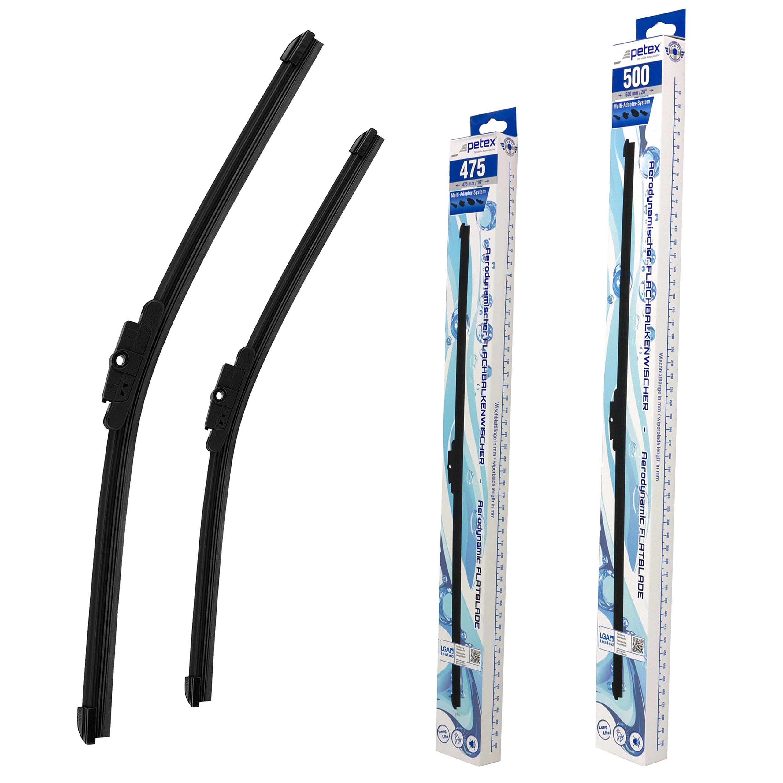 PETEX Windscreen Wipers Length 500 mm / 475 mm - Front Windscreen Set