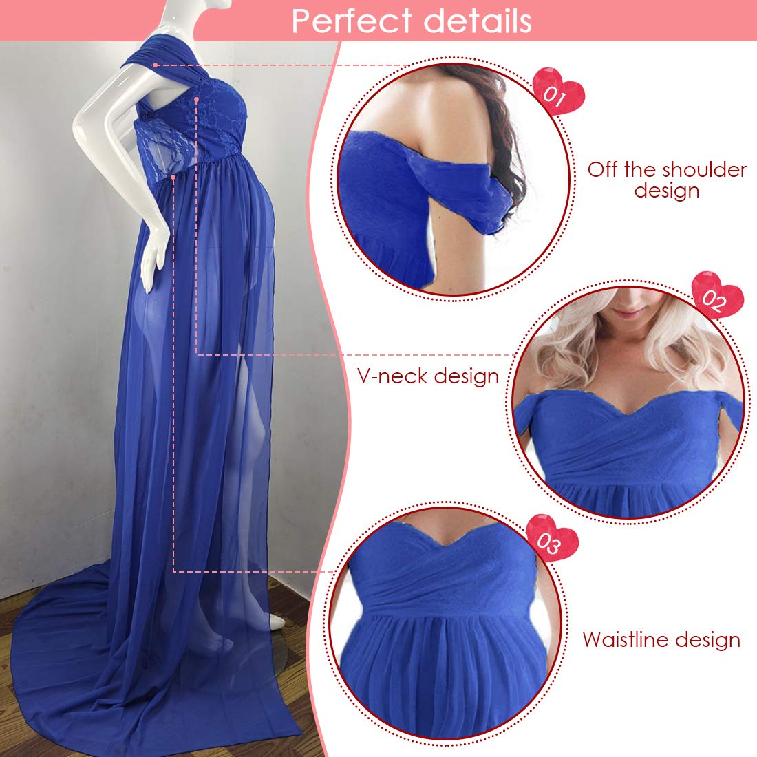 FEOYA - Vestito Premaman Abiti Estivi Gonne Fotografiche Maternità Puntelli Top A Tubo Chiffon Traspirante