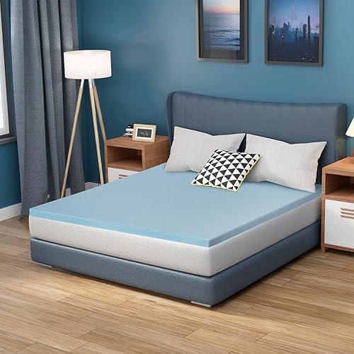 Cubrecolchón de espuma viscoelástica de 3 pulgadas con infusión de gel refrescante, diseño ventilado, capas que alivian la presión, certificado