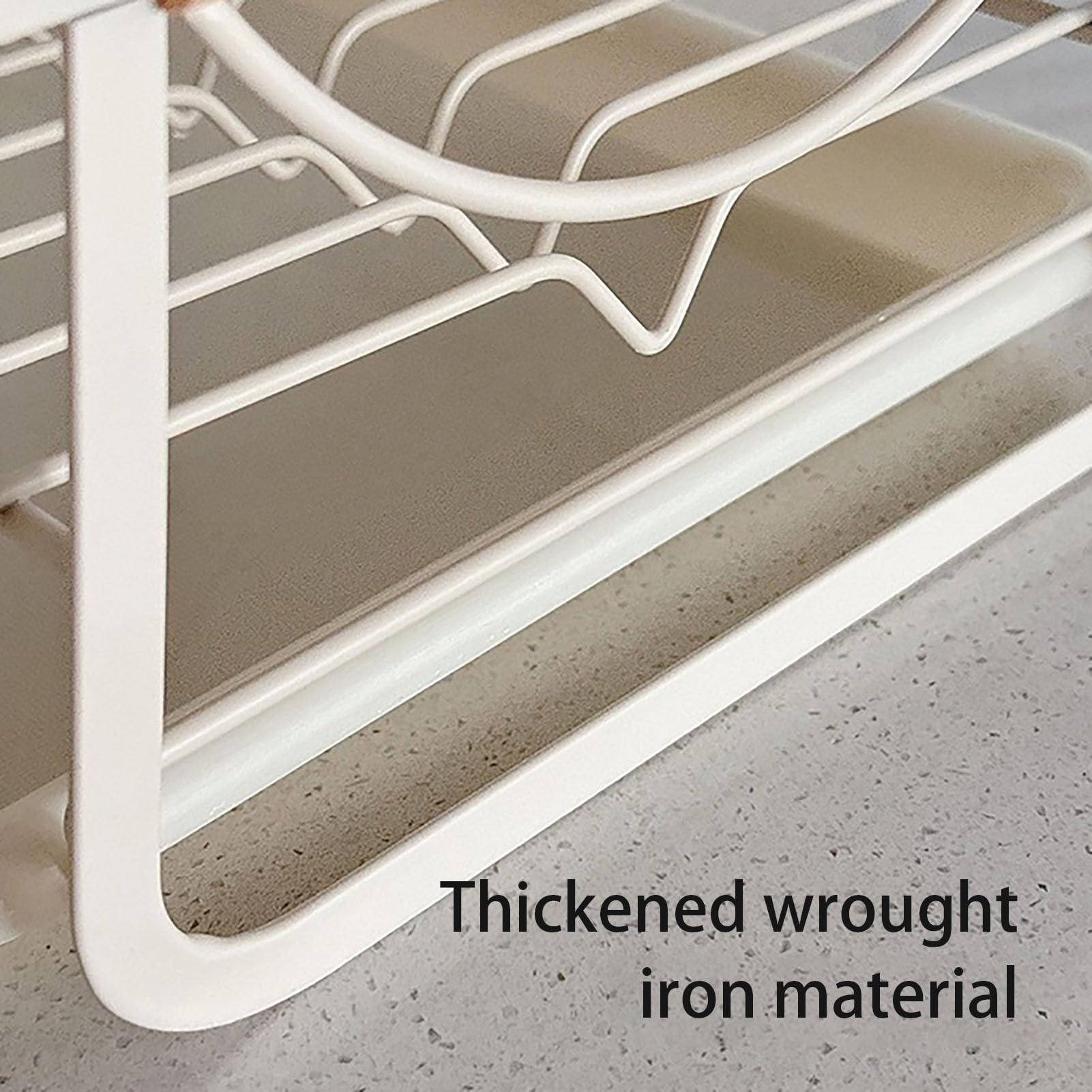 Ociekacz Do Naczyń Z Drewnianym Uchwytem, Suszarka Do Naczyń O Dużej Pojemności Z Ociekaczem, Nierdzewny Stojak Na Naczynia Nad Zlewem Kuchennym(White)