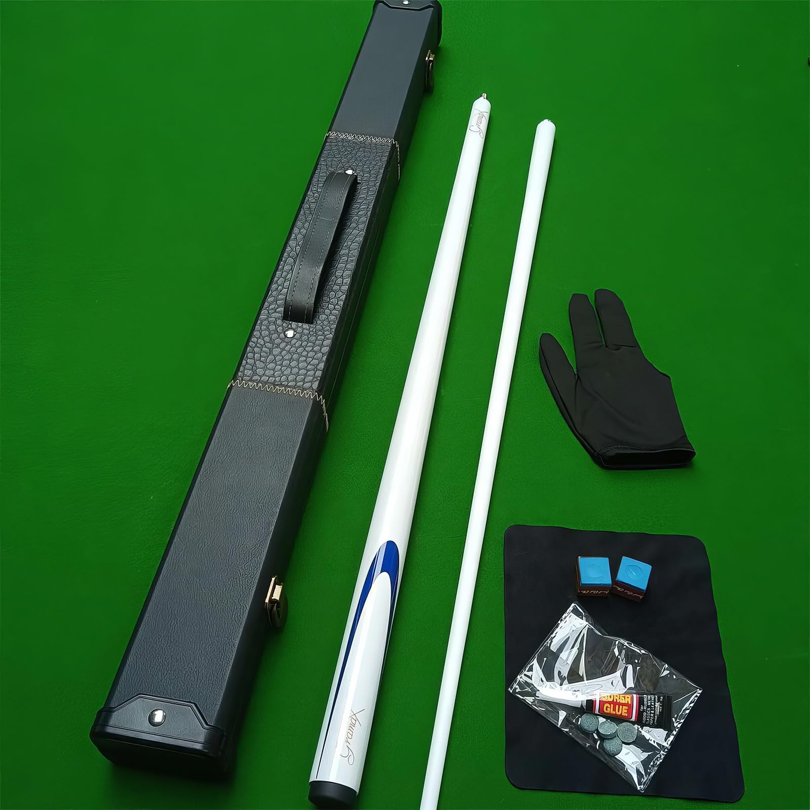 Snooker Cues - 58 Inch Carbon Fibre Billiard Stick with Hard Case & 2 Chalks for Billiards Enthusiasts