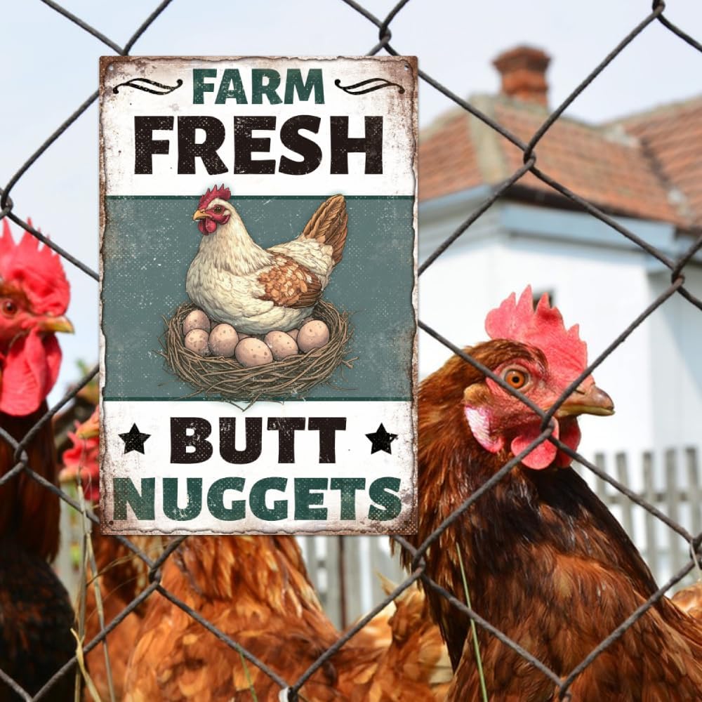 9 Pcs Chicken Coop Signs, Funny Chicken Signs Decor 8×12 Inch, Metal Tin Sign, Chickens Coops Accessories Garden Sign, Chickens Lovers Gift Easter Decorations Outdoor Decor for Farm Yard