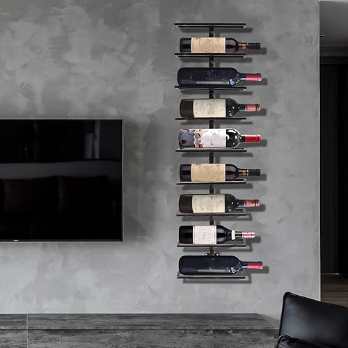 Miniatura 8 de Estante de vino montado en la pared de 9 capas, estante de vino, soporte de almacenamiento de botellas de vino, soporte organizador de bodega,