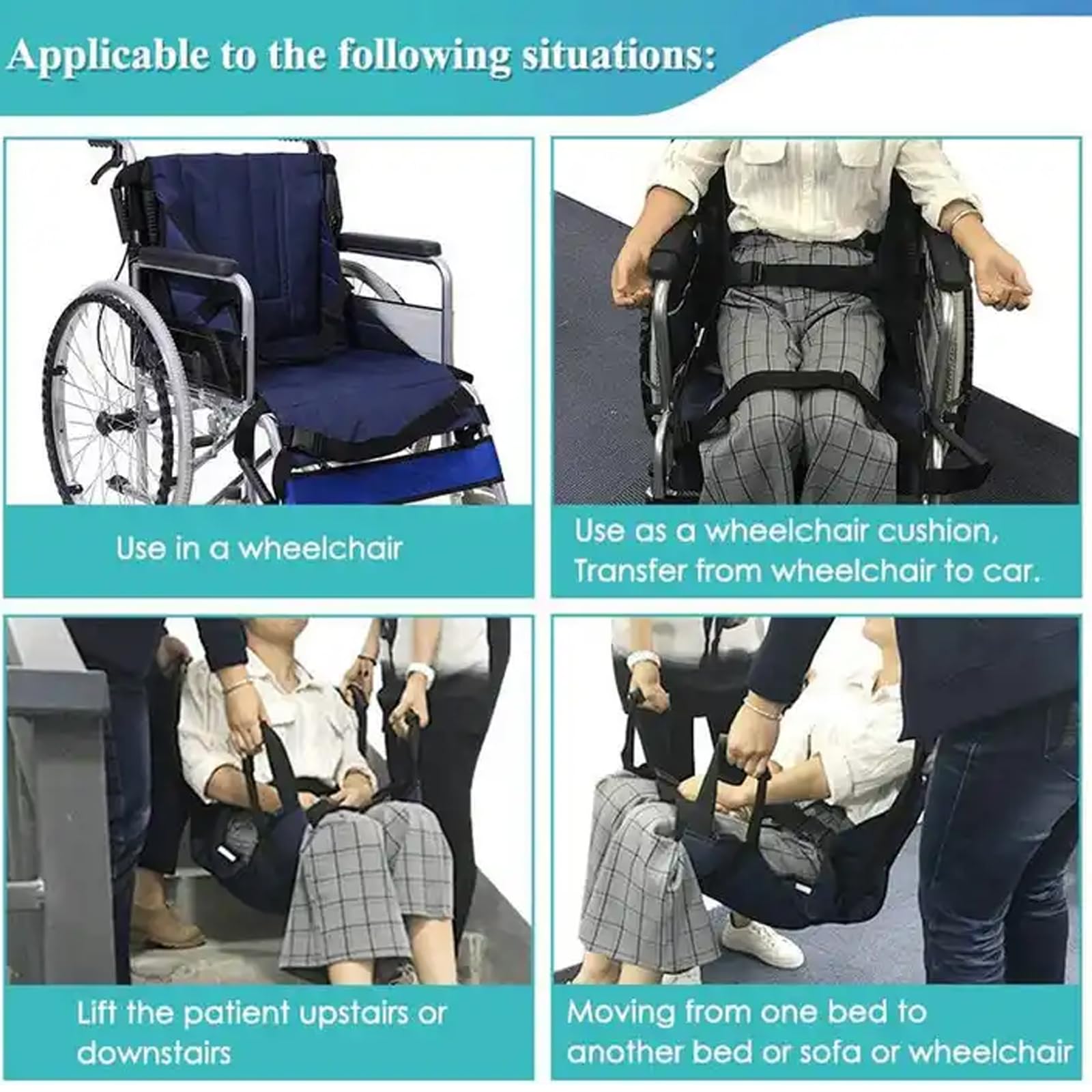 Trasferimento tavola Scorrevole per Scale per Ascensore, Tavole per trasferimento Scale per ausilio per Ascensore paziente, Cinghie di trasferimento di Emergenza con 4 Maniglie Antiscivolo, resiste