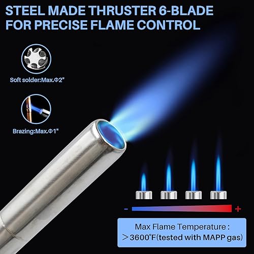 Miniatura 10 de Cabezal de antorcha de propano, antorcha de gas Mapp, manguera de antorcha de propano de 3.6 pies, kit de antorcha para gas de mapa de propano,