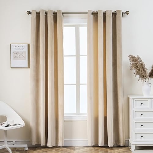 Pleasant Boulevard - Cortinas de terciopelo para decoración interior de habitaciones y ventanas grandes, elegantes, estilo con ojales, 2 paneles de